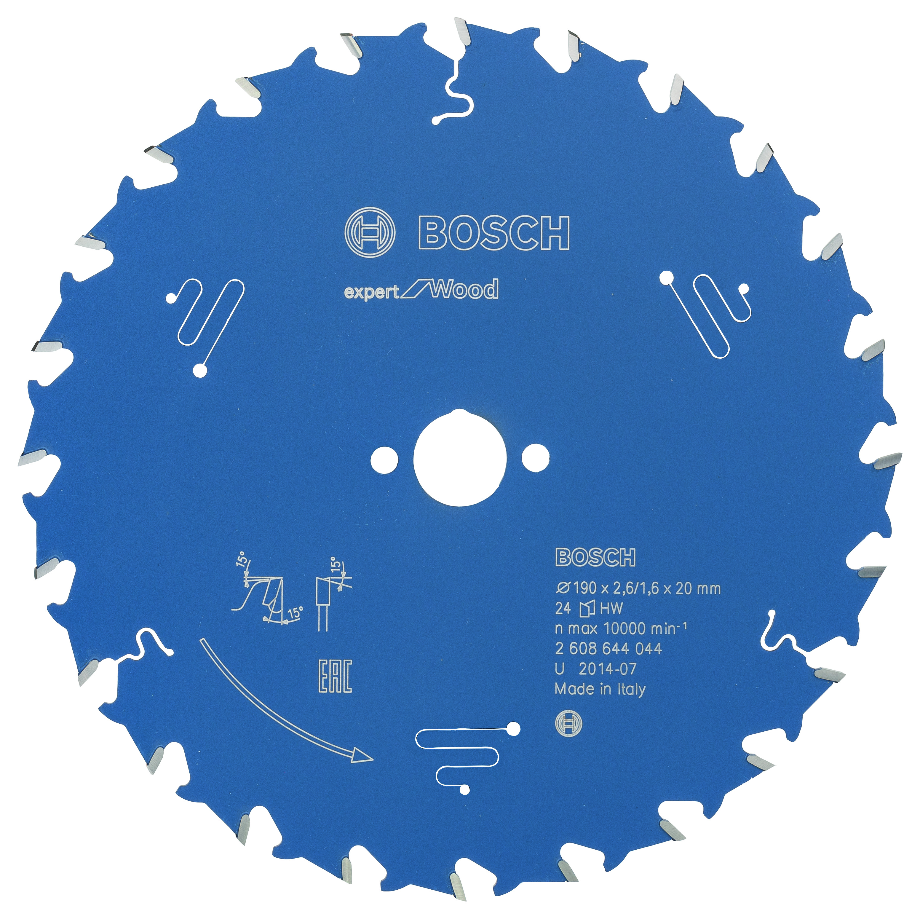 Bosch 1 blad exp wood 190x20x2,6/1,6 24t